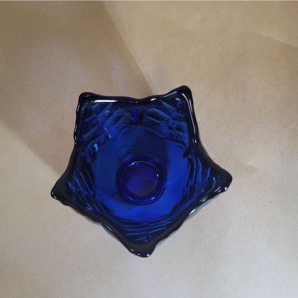 Upper Canada Soap & Candle Makers Glass Tulip Bowl candle holder Cobalt Blue 2" - Picture 4 of 6